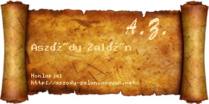 Aszódy Zalán névjegykártya